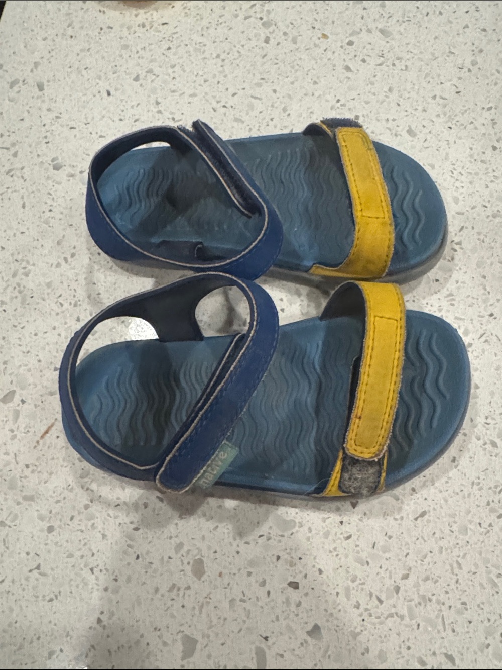Native Shoes Blue and Yellow Kids Hook-and-Loop Sandals